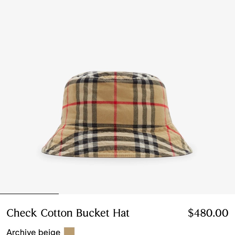 Burberry Beige and Red Check Bucket Hat